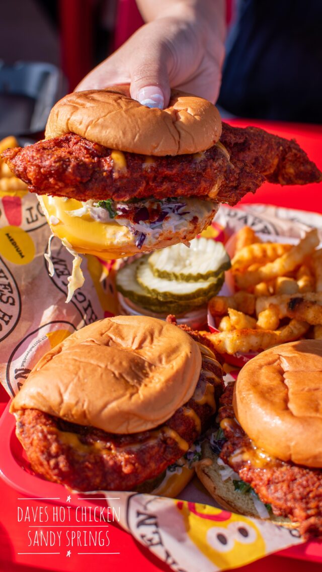 Dave’s Hot Chicken has landed in Sandy Springs! 🎊Opening TOMORROW! 🎊 {#hosted}  I was so excited to preview @davehotchicken. I hadn’t tried it before and saw they opened in Buford, but that’s a bit of a drive. Yay for Sandy Springs!!!  For my first visit, I tried their sliders (combo 2) and got mine medium hot. I might try hot next time because this had good flavor without too much burn. It had been pouring rain on the drive over, but then the sun came out and it got HOT outside, so I opted for a vanilla shake with M&Ms. They have slushies too, perfect for summer!

🤫 More locations coming to metro ATL soon!  📍 Dave’s Hot Chicken | Sandy Springs 6309 Roswell Rd NE, Sandy Springs, GA 30328 🅿️ Plenty of free plaza parking •
•
•
•
•
• #daveshotchicken #nashvillehotchicken #nashvillehotchickensandwich #chickensliders #friedchicken #atlfood #atlfoodblogger #atleats #atlfood #atlantaeats #placestoeatinatlanta #discoveratlanta #sandyspringsga#eateratlanta #beautifulcuisines #shotonikon